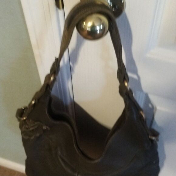 Cole Haan G Series Olive Green leaves applique hobo bag purse Shoulder Leather - Picture 7 of 12